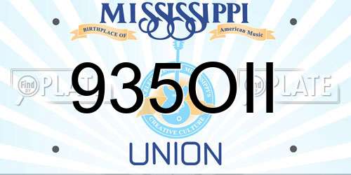 935OII Mississippi License Plate