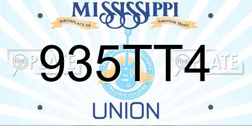 935TT4 Mississippi License Plate