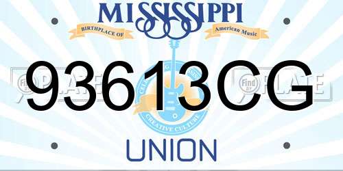 93613CG Mississippi License Plate