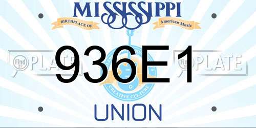 936E1 Mississippi License Plate