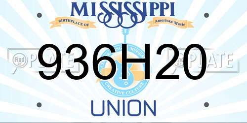 936H20 Mississippi License Plate
