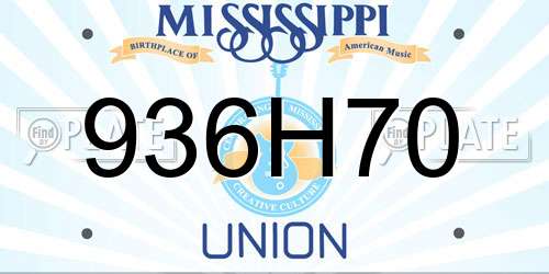 936H70 Mississippi License Plate