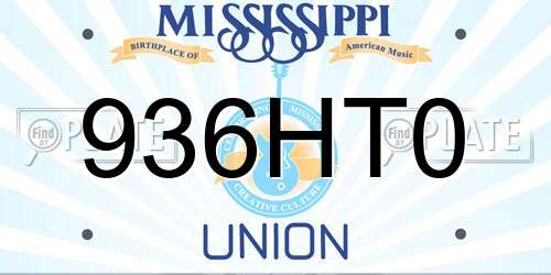936HT0 Mississippi License Plate