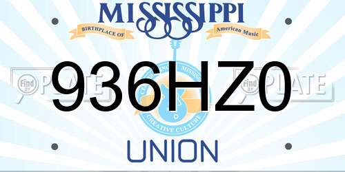 936HZ0 Mississippi License Plate