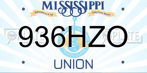 936HZO Mississippi License Plate