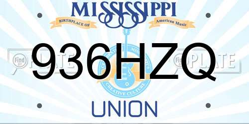 936HZQ Mississippi License Plate