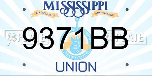 9371BB Mississippi License Plate