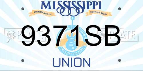 9371SB Mississippi License Plate