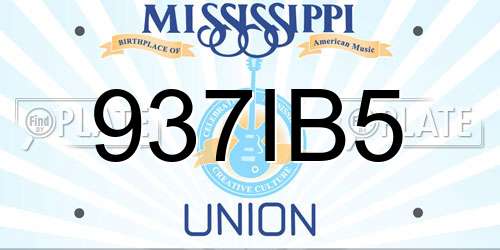 937IB5 Mississippi License Plate