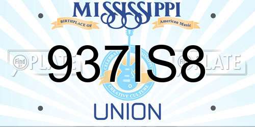 937IS8 Mississippi License Plate