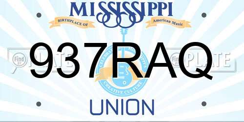 937RAQ Mississippi License Plate