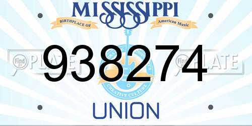 938274 Mississippi License Plate