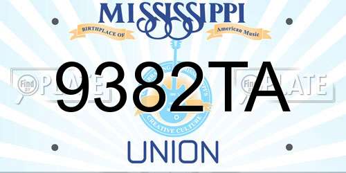 9382TA Mississippi License Plate