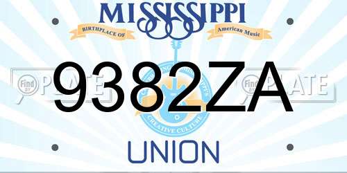 9382ZA Mississippi License Plate