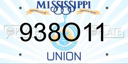 938O11 Mississippi License Plate