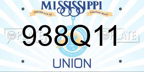 938Q11 Mississippi License Plate