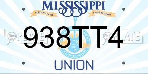 938TT4 Mississippi License Plate