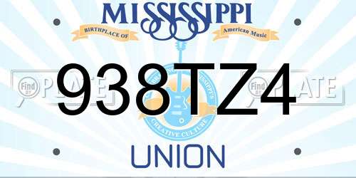 938TZ4 Mississippi License Plate