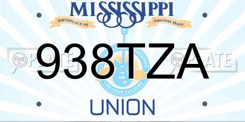 938TZA Mississippi License Plate