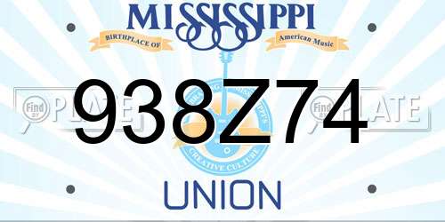 938Z74 Mississippi License Plate