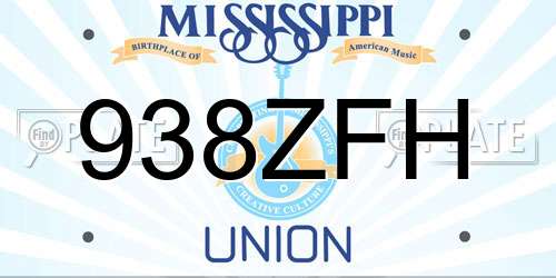 938ZFH Mississippi License Plate