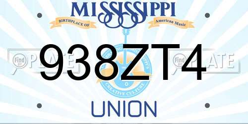 938ZT4 Mississippi License Plate