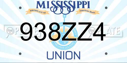 938ZZ4 Mississippi License Plate