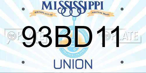 93BD11 Mississippi License Plate
