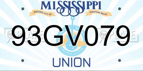 93GV079 Mississippi License Plate