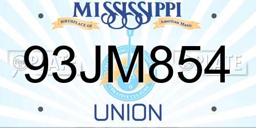 93JM854 Mississippi License Plate