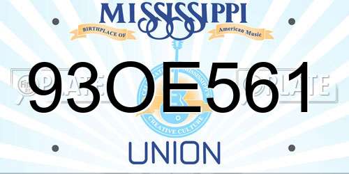 93OE561 Mississippi License Plate