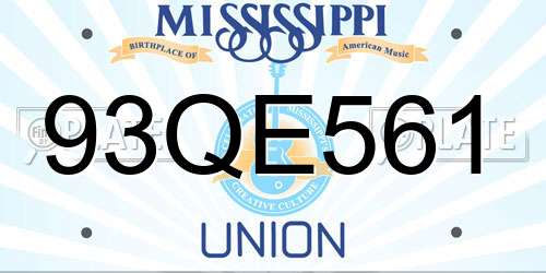 93QE561 Mississippi License Plate