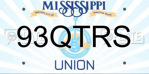 93QTRS Mississippi License Plate