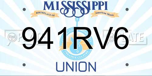 941RV6 Mississippi License Plate