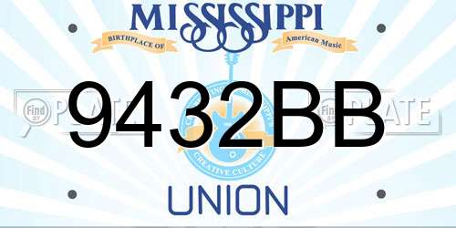 9432BB Mississippi License Plate