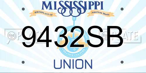 9432SB Mississippi License Plate