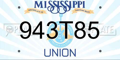 943T85 Mississippi License Plate
