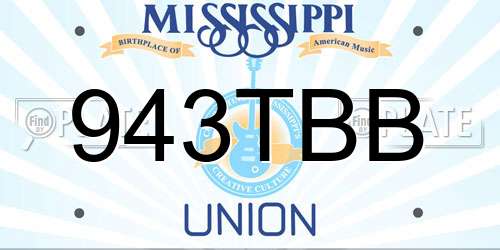 943TBB Mississippi License Plate