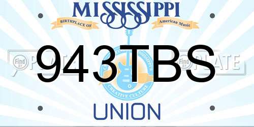 943TBS Mississippi License Plate