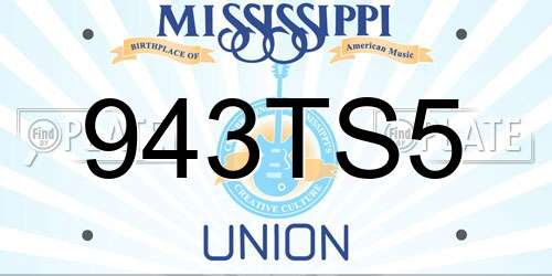 943TS5 Mississippi License Plate