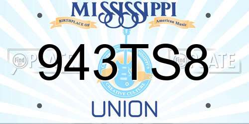 943TS8 Mississippi License Plate