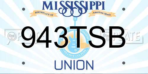 943TSB Mississippi License Plate