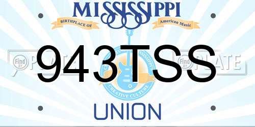 943TSS Mississippi License Plate