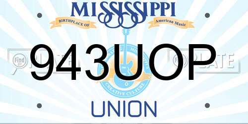 943UOP Mississippi License Plate