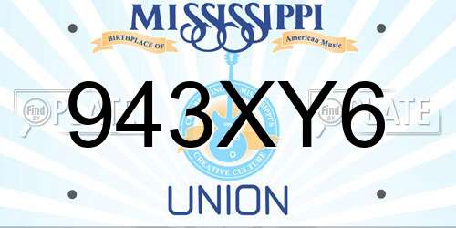 943XY6 Mississippi License Plate
