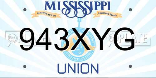 943XYG Mississippi License Plate