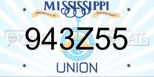 943Z55 Mississippi License Plate