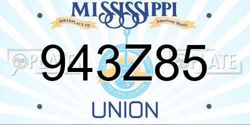 943Z85 Mississippi License Plate