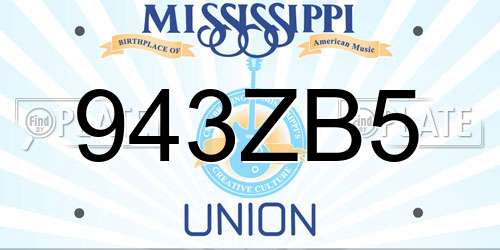 943ZB5 Mississippi License Plate