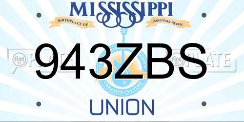 943ZBS Mississippi License Plate